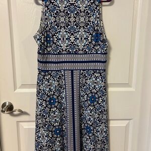 London Times Blue and White Floral Dress